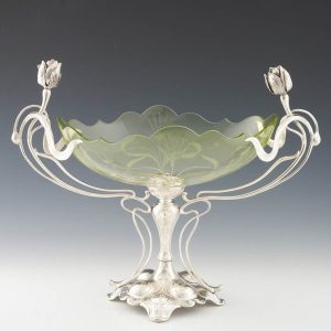 WMF Art Nouveau Silver Plate and Glass Centrepiece c1910