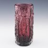 WHITEFRIARS aubergine bark vase designed by Geoffrey Baxter