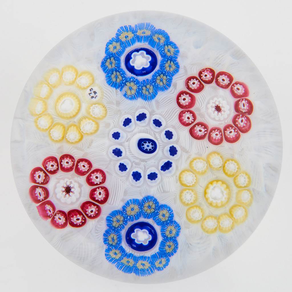 Baccarat Paperweight - Millefiori Rondels Muslin Ground