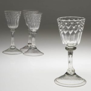 Set of Four Antique Liege Wine Glasses c1720
