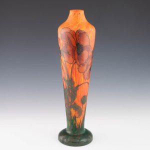 Very Tall Legras Vase Enamelled with Poppies c1920