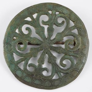 Roman Large Bronze Openwork Disk Brooch with Pin, AD 100-200