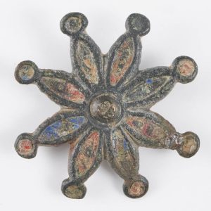 Roman Bronze Stellate or Flower Shaped Enamelled Brooch or Fibula, c3rd Century, Scarce