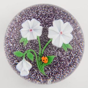 Baccarat Lampwork Ladybird and Flowers Paperweight 1985