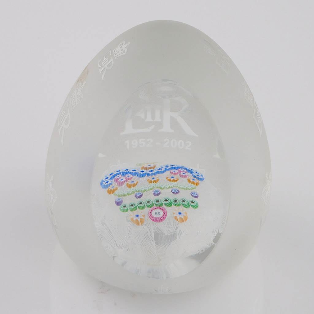 A Caithness Queens Golden Jubilee Crown & Cypher Paperweight 2002