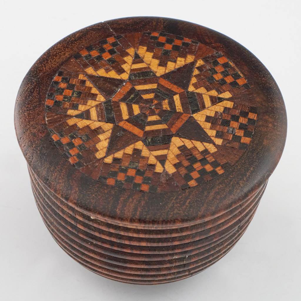 Tunbridge Ware Salve Pot with Mosaic c1850