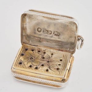 Miniature Sterling Silver Vinaigrette David Petifer Birmingham 1855