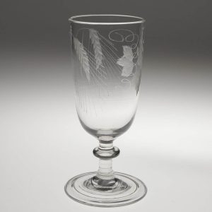 Georgian Ale Glass with Engraving and Folded Foot c1820