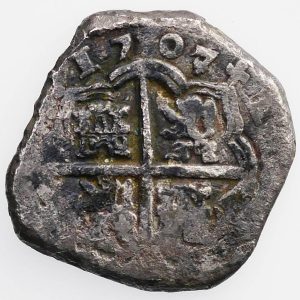 Pirate Cob 8 Reales, 1707 over 6, Madrid Mint