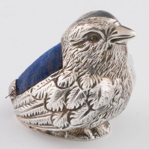Sampson Mordan Silver Bird Shaped Pin Cushion Sheffield 1905