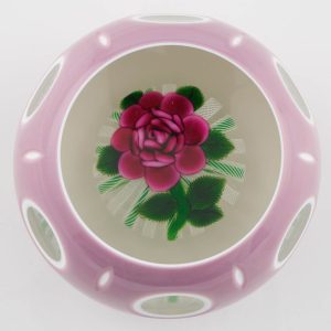 John Deacons Magnum Paperweight Double Overlay Lampwork Rose 2009