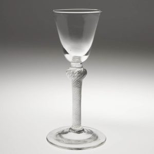 Georgian Wine Glass with Knopped Air Twist Stem c1750