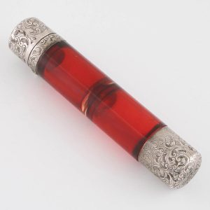 Sterling Silver Capped Double Ended Scent Bottle c1880