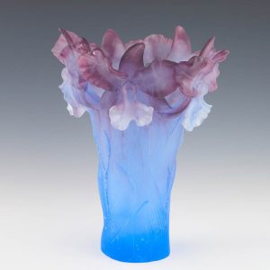 Daum Vase Pate de Verre Bearded Irises 21st Century