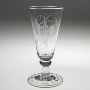 Georgian Ale Glass with Engraving and Folded Foot c1780