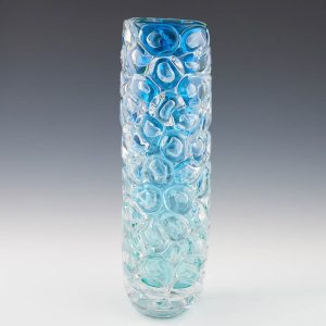 Massive Allister Malcolm Luminescent Aqua Bubble Wrap Vase