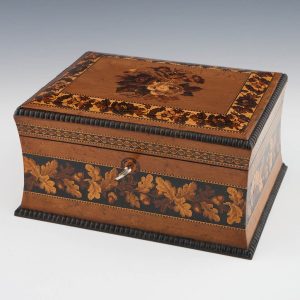 Tunbridge Ware Stationery Box with Floral Mosaic c1860