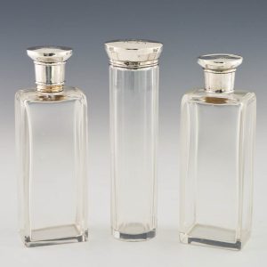 Vanity Bottles with Silver Tops London 1904