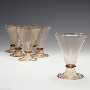 Pairs Venetian Revival Wine Glasses c1890