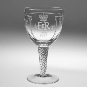Stuart Crystal Coronation of Elizabeth II Commemorative Air Twist Goblet c1953