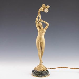 Art Nouveau Lamp Bronze Figure of a Nude c1910