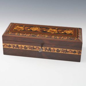 Tunbridge Ware Glove Box Box with Floral Mosaic c1865