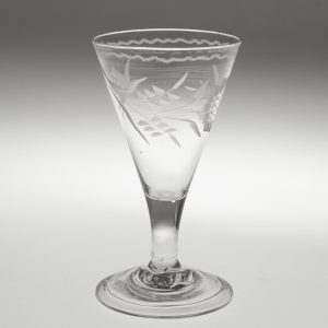 A Georgian Gin Glass with Engraving c1780