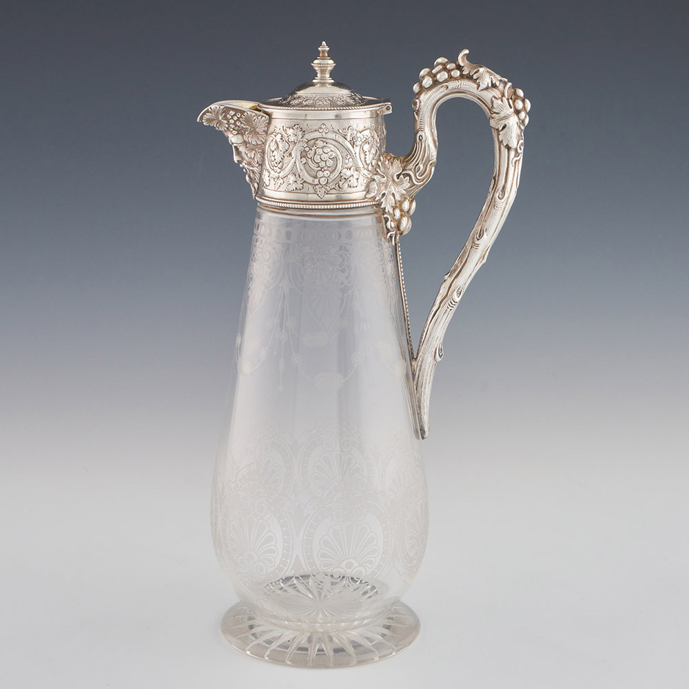 Silver mounted Victorian claret jug