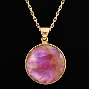 Faceted Blue John Pendant with 18K Gold Mount