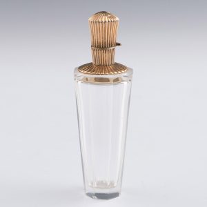 Continental Antique Perfume Bottle with 14K Gold Cap c1900