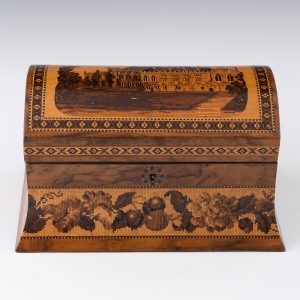 Tunbridge Ware Tea Caddy Battle Abbey Cloisters c1870