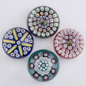 Four John Deacons Paperweights Gridel Butterfly c1995