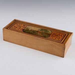 Tunbridge Ware Glove Box with Printed Image c1815