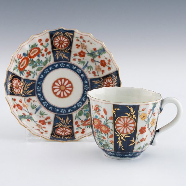 Worcester Porcelain Queen's Pattern Coffee Cup and Saucer