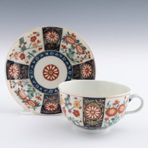 Worcester Porcelain Queen's Pattern Teacup and Saucer
