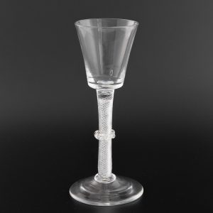 Georgian Wine Glass Air Twist Stem and Vermicular Collar C1750