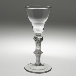 Georgian Wine Glass with Air Twist Stem and Pan Topped Bowl