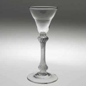 Georgian Wine Glass with Pan Top Bowl Air Twist Stem c1750