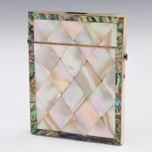 Mother of Pearl Card Case with Abalone  c1880