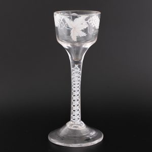 Beilby Enamelled Opaque Twist Wine Glass c1765