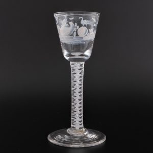Beilby Enamelled Opaque Twist Wine Glass c1765