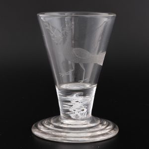 Engraved Opaque Twist Firing Glass c1800