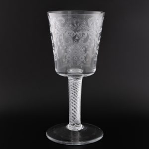 Engraved Air Twist Stem Glass Goblet c1750
