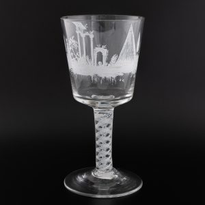 Beilby Enamelled Opaque Twist Goblet c1770