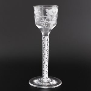Enamelled Air Twist Wine Glass c1765