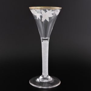 Beilby Enamelled Opaque Twist Wine Glass c1770