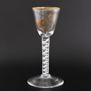 Giles Gilded Opaque Twist Wine Glass c1770
