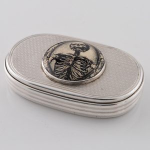 Silver Vesta Case with Memento Mori Enamel London 1881
