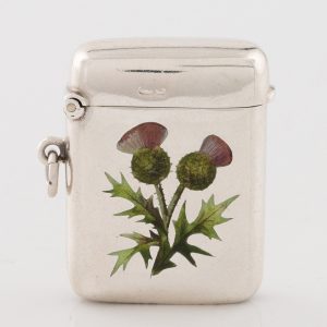 John Milward Banks Silver Vesta Case with Enamel 1905