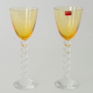 Pair of Baccarat Vega Wine Glasses with Amber Bowls